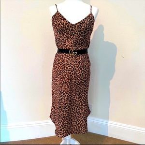 Leopard slip dress with adjustable straps
